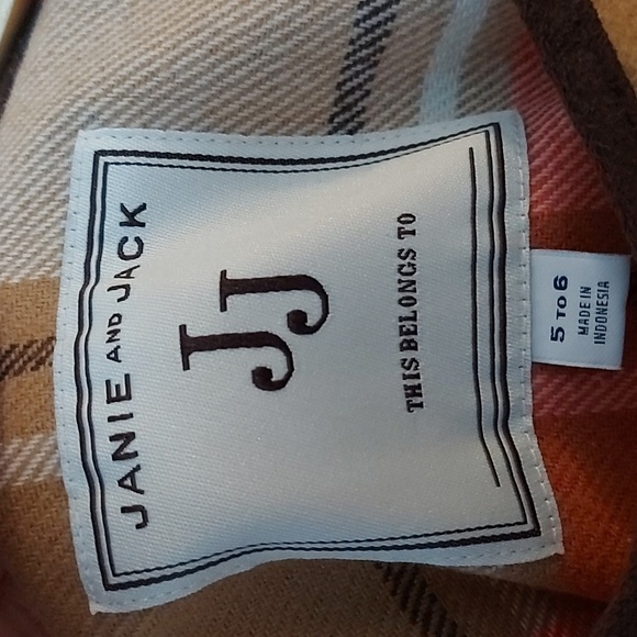 NWOT Janie and Jack Riding Lesson Plaid Pumpkin, Beige and Black Poncho Size 5 - Picture 5 of 6